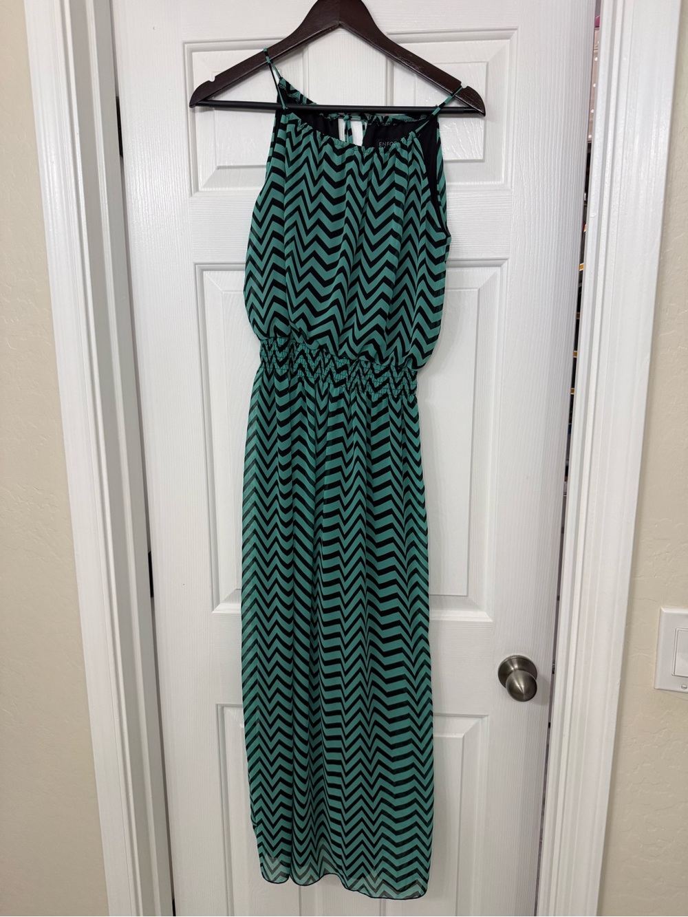 Enfocus Studio Navy and Teal Striped Sundress, lined